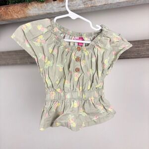 Penelope Mack Girls Gray Floral Print Peplum Top 18M